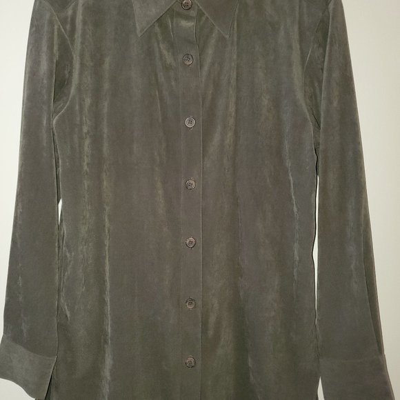 Long sleeve, Forest green tunic button down shirt, size S - Picture 1 of 2